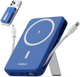 LYAOAO No More Forget Cables! 10000mAh Ultra Slim Magnetic Power Bank, Built-in USB-C & iPhone Cable, 20W Portable Charger with Foldable Stand, for iPhone 17/16/15/14/13/12 Series