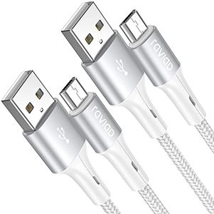 RAVIAD Câble Micro USB [2M/Lot de 2] Nylon Tressé Chargeur Micro USB 3A Charge Rapide et Synchro pour Android Samsung Galaxy S7 S6 Edge J7 J5 J3, Redmi Note 5, Wiko, Huawei, LG, Kindle, PS4