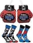 Rainbow Socks - Women Men Funny Boxing Gloves MMA Socks - Novelty Gift for Boxers and Martial Arts Fans - 2 Pairs - Size US 9.5-13