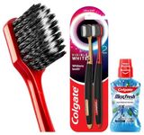 Colgate Visible White O2 Manual Toothbrush For Adults- 2 Pcs, Helps Prevent Bad Breath, Cavities, Enamel & Gum Problems. & Plax Pepper Mint Mouthwash, 0% Alcohol - Pack Of 500 Ml