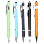 Molain 5 Pcs Ballpoint Pens with Stylus Tips, Black Ink Pens Fine Point, Stylus Pens for Touch Screens,Metal Pens,2 in 1 Stylus Ballpoint Pens for Daily Work School Writing Stationery Office Supplies