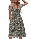 STYLEWORD Women's Summer Dress Short Sleeve V-Neck Sundress Floral Wrap Waist Casual Dress with Pockets (floral20,X-Large)