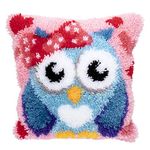 Beyond Your Thoughts DIY Latch Hook Kits Throw Pillow Cover Cute OWL Rug Pattern Printed 16X16 inch, Crochet Needlework Crafts for Kids and Adults