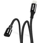 AGVEE 2 Pack 3.3ft Lightning Extension Cable, Braided Female to Male Extender Full Function Cord Compatible with iPhone iPad, Data Sync Video Audio & Charging Charger Connector Adapter, Black