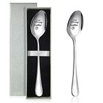 2 Packs Good Morning Sister Spoon Stainless Steel Spoon with Silver boxes for Sister Gift Sister in Law Present Birthday Gift Wedding Gift