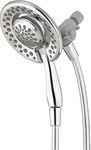 Delta Faucet 4-Setting In2ition 2-in-1 Dual Shower Head with Handheld, Chrome Round Shower Head with Hose, Detachable Shower Head, Hand Held Shower Head, Chrome 75486C