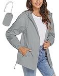 iWoo Womens Waterproof Jackets Lightweight Raincoat Rain Jacket Hooded Summer Coats For Women Uk Grey XXL