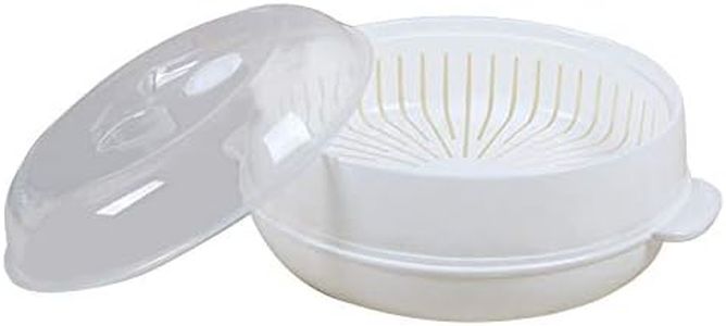 1-Tier Microwave Steamer Heating Steamer for Home Kitchen White (Round)