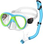 Jwintee Kids Snorkel Set, Dry Top Snorkeling Gear for Kids, Diving Mask for Youth Boys Girls Age 5-15, Tempered Glass Swimming Goggles Combo Set, Anti-Fog Panoramic View Kids Snorkel Set