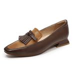 Mona flying Women's Slip-on Loafer Casual Shoes Flat Tassel Moccasin for Ladies,Coffee-Brown,7.5 UK