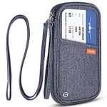 RFID Family Passport Wallet Holder Waterproof, Travel Document Organizer Credit Card Clutch Bag for Men Women (Grey)