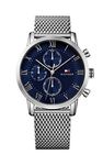 Tommy Hilfiger Men's 44mm Multifunction Quartz Watch with Blue Dial, Stainless Steel Case and Mesh Bracelet, 3ATM Water Resistant - 1791398