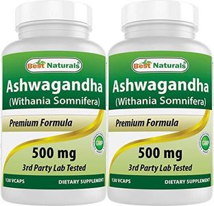 Best Naturals 2 Pack Ashwagandha Capsules for Relaxing Stress and Mood, 500 mg, 120 Count (Total 240 Capsules)