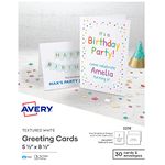 Avery Textured Half-Fold Greeting Cards for Inkjet Printers, Uncoated, 5.5 x 8.5 Inches, White, Box of 30 (03378)