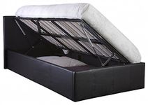 GFW Leather Classic Upholstered Ottoman Storage Bed With Gas Side Lift & Under Bed Storage, Double, Black