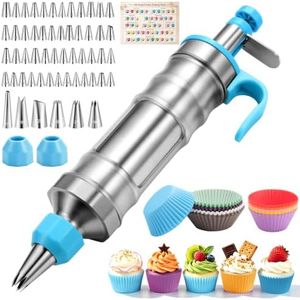 PYJHMCD 167-Piece Cake Decorating Kit, Icing Dispenser, 54 Tips, Light Blue