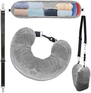 HSLXBY Cuscino Viaggio,Portatile Cuscino Cervicale Riempibile,Cuscino Aereo,Adatto Per Viaggi In Auto Cuscino Da Viaggio Multifunzionale a Forma di U (Grigio,Senza Riempimento)