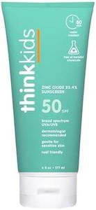 Thinksport Kids SPF 50+ Mineral Sunscreen – Safe, Natural Sunblock for Children - Water Resistant Sun Cream – Broad Spectrum UVA/UVB Sun Protection – Reef Friendly Sun Lotion, 6oz