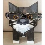 HBSGS Wooden Animal Glasses Holder, Cute Cartoon Glasses Storage Rack, Handmade Wooden Carving Eyeglass Holder, Sunglasses Spectacle Display Rack for Home, Office, Desk, Nightstand (Black cat)