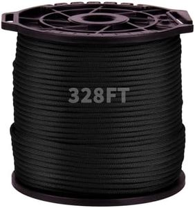 Ligebul Paracord Rope, 100M/328FT, 4mm, 9 Strand Parachute Spool Cord Nylon Paracord Rope for Camping Hammock Clothslie Hiking Fishing Survival (Black)