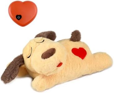 Beverly Shark Puppy Heartbeat Toy Dog Anxiety Relief Calming Aid Puppy Heartbeat Stuffed Animal Behavioral Training Sleep Aid Comfort Soother Plush Toy for Puppies Cats (Brown-1) (Yellow)