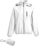 Spmor Women's Lightweight Waterproof Jacket Packable Windbreaker Running Coat, White New, Small