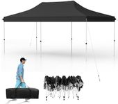 Tangkula 10x20 Ft Pop Up Canopy, Instant Setup Canopy Tent with 12 Stakes & 6 Ropes, UPF 50+ Portable Outdoor Canopy with Carrying Bag for Camp, Beach, Patio (Black)
