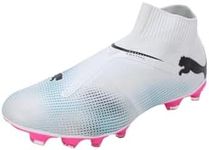 Puma Men Future 7 Match+ Ll Fg/Ag Soccer Shoes, Puma White-Puma Black-Poison Pink, 9 UK
