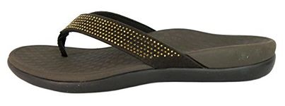 Womens Vionic Islander Rhinestones Orthotic Arch Support Flip Flops Sandals Brown