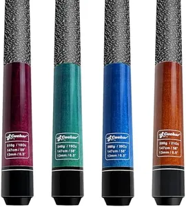 CUEBAR Pool Cues Set of 4, 58" 2-Piece Pool Sticks for Adults, 4 Billiard Cue Sticks 18 19 20 21 Oz for House Bar, 13mm Tip, Imitation Linen Grip - Purple Teal Blue Brown