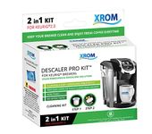 XROM Professional Descaling Kit Compatible With All K-Cup Keurig 2.0 Brewers, Biodegradable, All Natural Ingredients, Full Cycle Cleaning And Descaler Solution For Keurig Coffee Makers