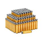 Amazon Basics 100 Pack AAA High-Performance Alkaline Batteries, 10-Year Shelf Life, Easy to Open Value Pack