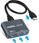 4K@60HZ HDMI Switch, HDMI Switch 3 in 1 out HDMI Splitter Aluminum HDMI Switcher with HDMI Cable, Support 4K@60HZ 3D 1080P, Compatible with PS5, HDTV, Xbox, Roku, Fire Stick, DVD