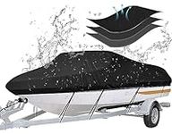 iCOVER Trailerable Boat Cover- 14'-16' Heavy Duty Waterproof Boat Cover, Fits V-Hull,Fish&Ski,Pro-Style,Fishing Boat,Runabout,Bass Boat, up to 14ft-16ft Long X 90" Wide