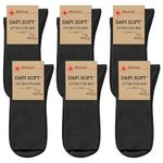 Dafi soft 6 Pairs Unisex Wide Diabetic Cotton Socks Made in Turkey (UK 12-14 / EU 47-49, 6x Black)