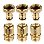 cozyou 3/4 Inch Garden Hose Quick Connector Brass Faucet End Connect Fitting 3 Sets Male and Female