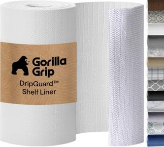 GORILLA GRIP DripGuard Shelf Liner, Non-Adhesive Drawer and Kitchen Cabinet Protector, 20x240 Inch, Strong Grip Slip Resistant Underside, Smooth Surface Liners for Cabinets, Bathrooms, Closets, White