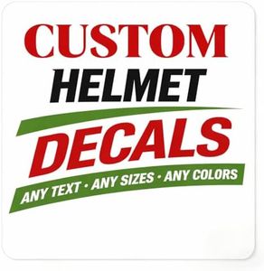 Personalized Helmet Decals, Custom Vinyl Lettering with Name, Number, Text or Logo for Motorcycle and Bike Helmets, Waterproof Outdoor Decals for Smooth Curved Surfaces, Multiple Colors and Sizes