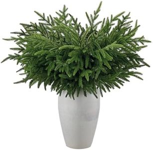 HIKISS 30 Pcs 24 Inch Realism Artisan-Crafted Norfolk Pine Branch - Artificial Christmas Greenery Stems with Lifelike Color Faux Cedar Pine Picks for Garland Wreaths Vases & DIY Indoor/Outdoor Décor