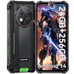 OUKITEL G1 Rugged Smartphone - Android14, 24GB RAM+256GB ROM+1TB,10600mAh Battery,48MP Camera,6.52" Rugge phone,IP68/69K Waterproof 4G Dual Sim-free&Unlocked Mobile Phones,NFC,OTG,GPS,2024 (Green)