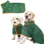 Absorbent pet Bathrobe,Dog Drying Coat Bathrobe Towel, Super Absorbent Terry Robe Thick Towel,Pet Quick Drying Moisture Absorbing with Adjustable Collar and Waist (L)