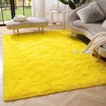 Amearea Premium Soft Fluffy Rug 4x5.3 Feet, Fuzzy Area Rugs for Bedroom, Shag Carpet for Living Room Nursery Kids Room Decor, Comfortable Indoor Furry Dorm Carpets, Yellow