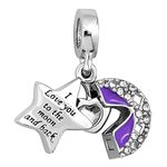 MiniJewelry Star Heart CZ Charm Compatible with Pandora Bracelets Moon Dangle Silver Star Friends Daughter Granddaughter Mom Birthday