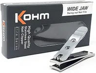 Kohm WHS-440L Heavy Duty, Curved Blade, Wide Jaw Toenail Clippers for Thick Nails, Large Nail Clippers for Men, Seniors, Women, Nail Clipper with File