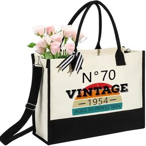 70th Birthday Gifts for Women, 70 Years Old Birthday for Mom Bestie Sister Grandma Nana Aunt, Back in 1954 Seventy Birthday Party Present, Turning 70 Reusable Canvas Bags Birthday Gift for Her