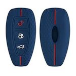 kwmobile Car Key Cover Compatible with Ford 3 Button Car Key Keyless Go Key Cover - Silicone Protective Car Key Fob Case - Dark Blue/Red