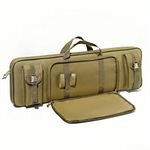 KOKKOYA Soft Gun Case for Rifles and Shotguns Long Shotgun Range Bag Backpack 34" with Tactical Pockets Durable Oxford Fabric Adjustable Sling Dual(Khaki 34" x 12")