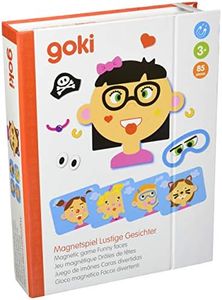 goki- Juego de imánes „Caras Divertidas“ niña, Multicolor, Small (58492)