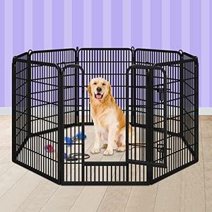 Beastie 40" Foldable Pet Dog Metal Playpen Enhanced, Universal Portable Pet Exercise Cage Play Yard Enclosure Fence for Indoor Outdoor, 8 Panels Folding Dog Play Pen Frame for Puppy Cat Rabbit Animal