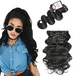 Clip In Hair Extensions Real Human Human Hair Jet Black Hair Clip Ins for Black Women Human Hair Remy Seamless Clip In Hair Extensions Urbeauty Wavy Clip Ins Body Wave Virgin Hair Extensions